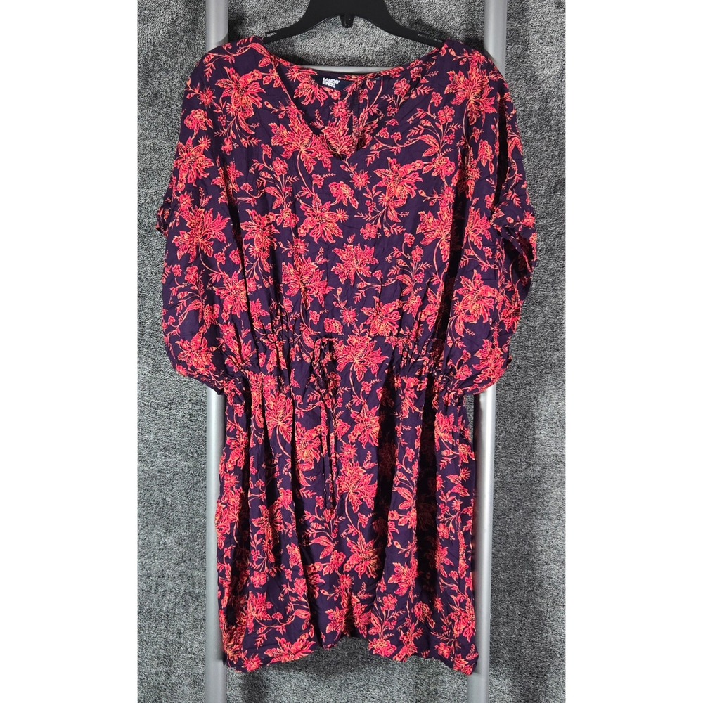 Lands End Womens Purple Floral Modal V-Neck Swim Cover-Up Dress M-L